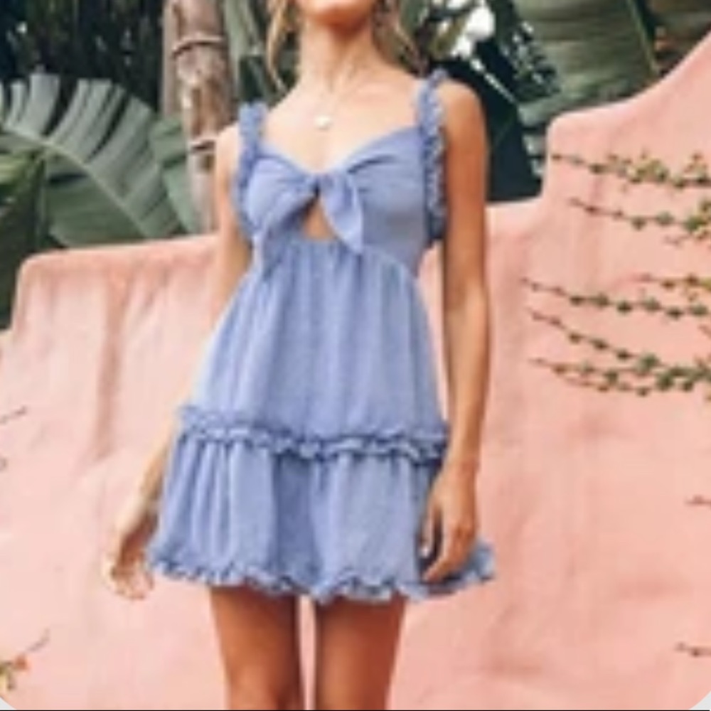sexy v neck sleeveless bowknot mini dress